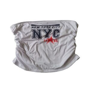 Orange Kiss White New York City Graphic Print Ruched Tube Top Women's Size XL